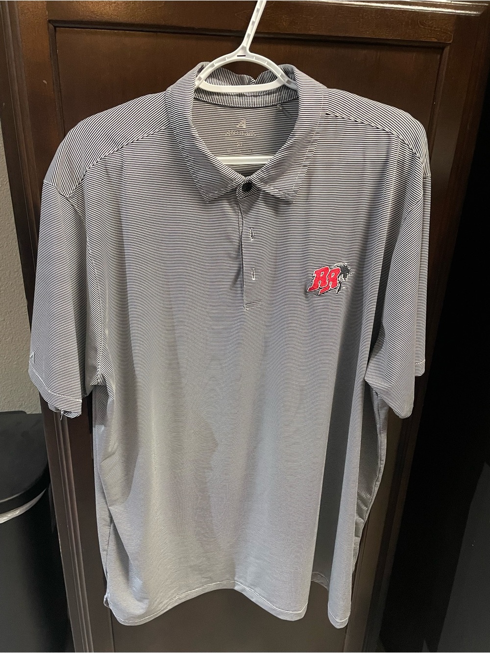 Men's Antigua Frisco Roughriders Black & White Stripped Polo